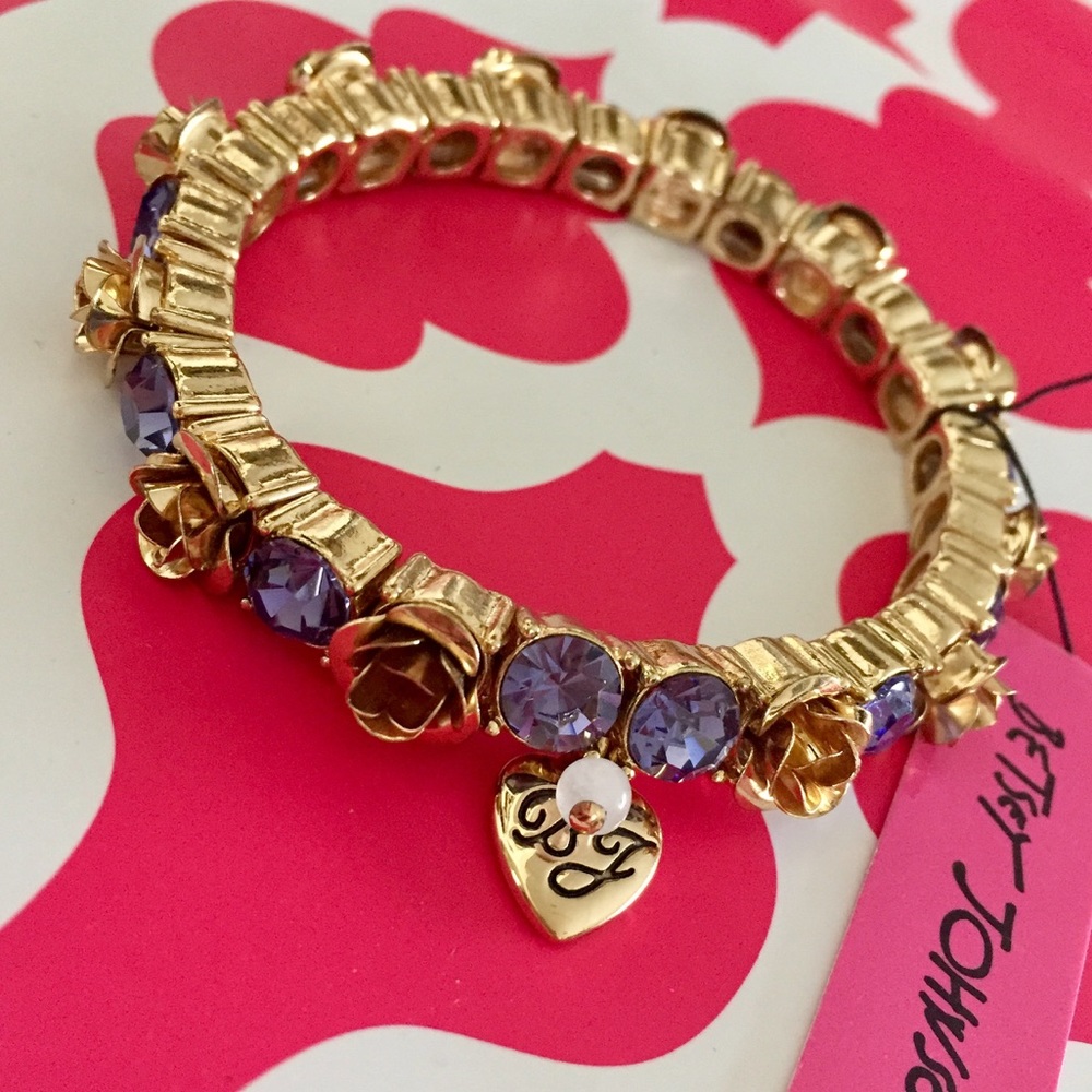 Betsey Johnson Rose and Rhinestone Bracelet